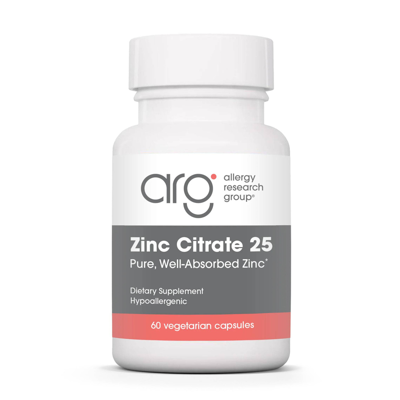 Allergy Research Group Zinc Citrate 25mg - 60 capsules 10$