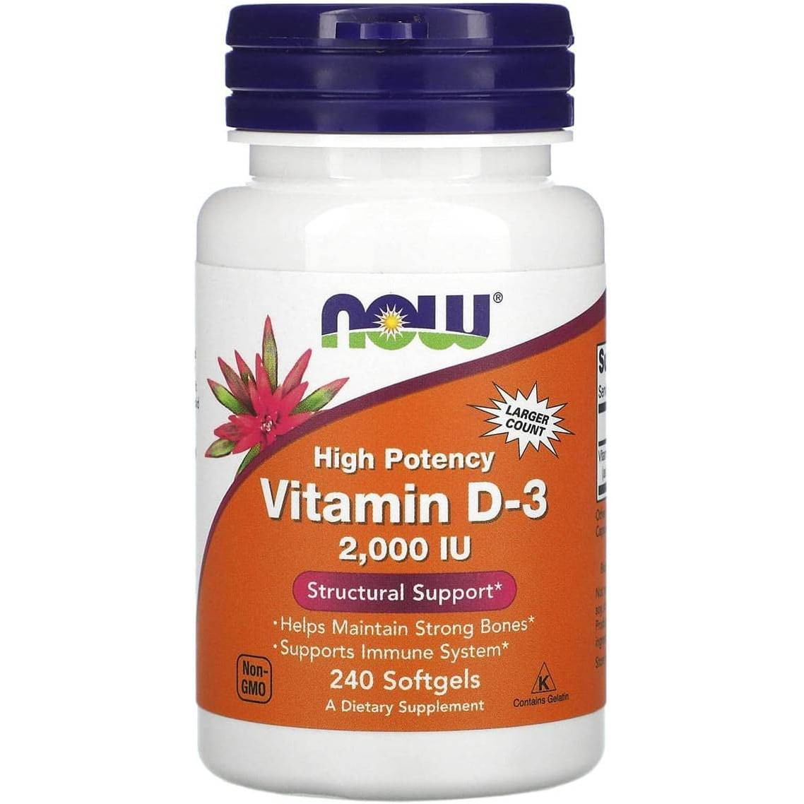 NOW Foods Vitamin D-3 2000IU - 240 Softgels 17$