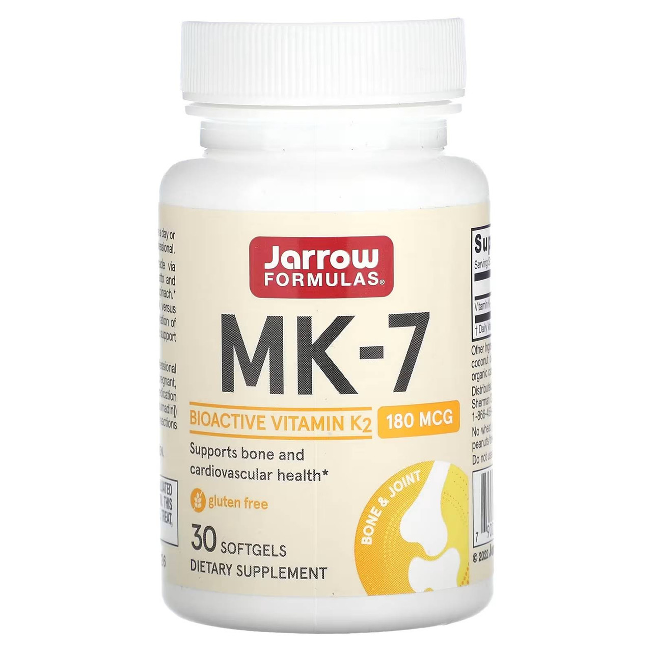 Jarrow Formulas MK-7 180mcg - 30 Softgels 27$