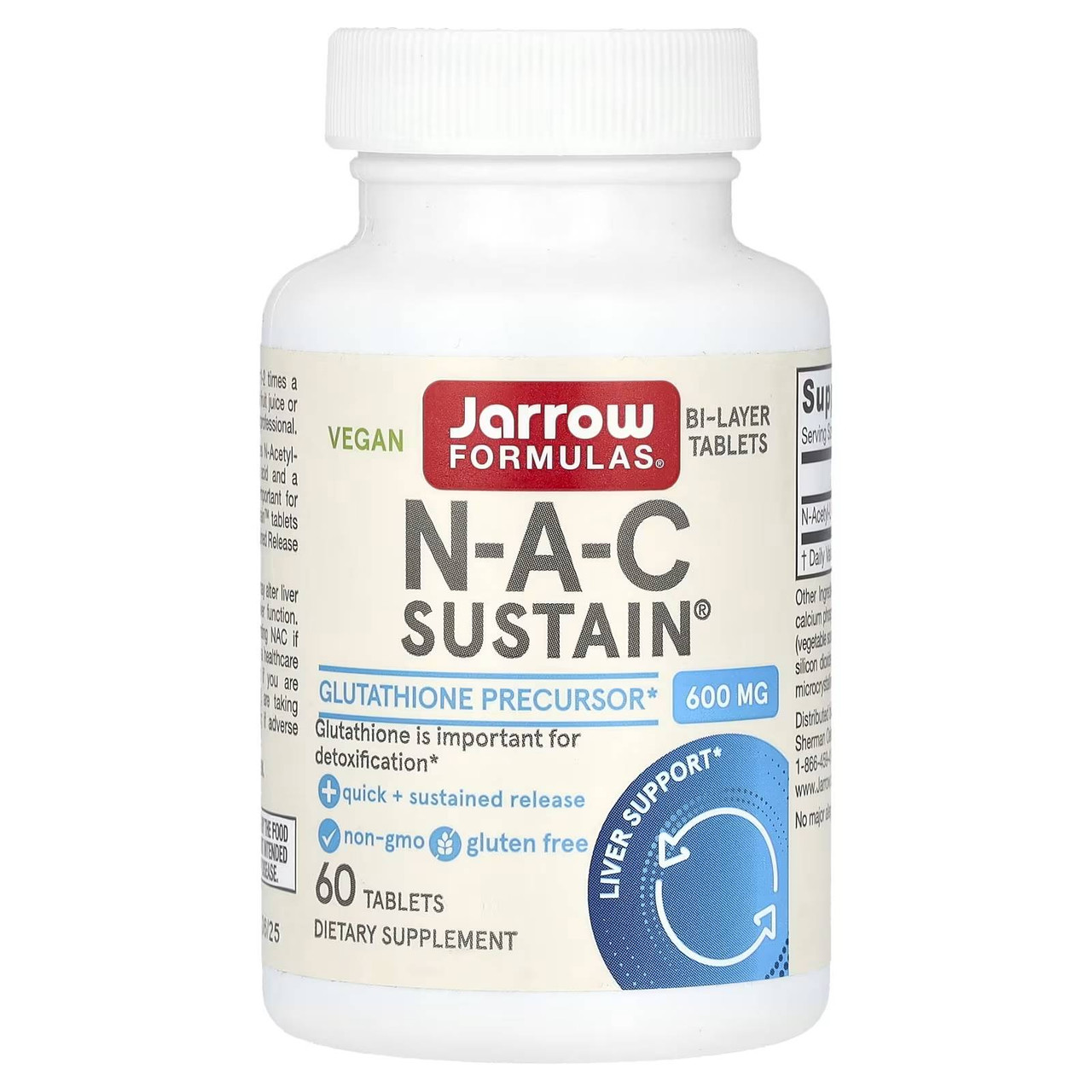 Jarrow Formulas N-A-C Sustain 600mg - 60 Tablets 27$