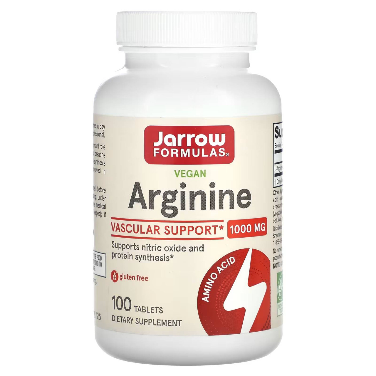 Jarrow Formulas L-Arginine 1000mg - 100 Tablets