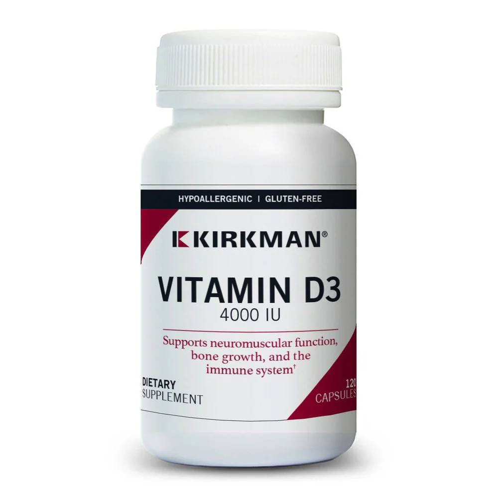 Kirkman Professional Vitamin D-3 4000 IU Capsules - Hypoallergenic - 120 Capsules 29$