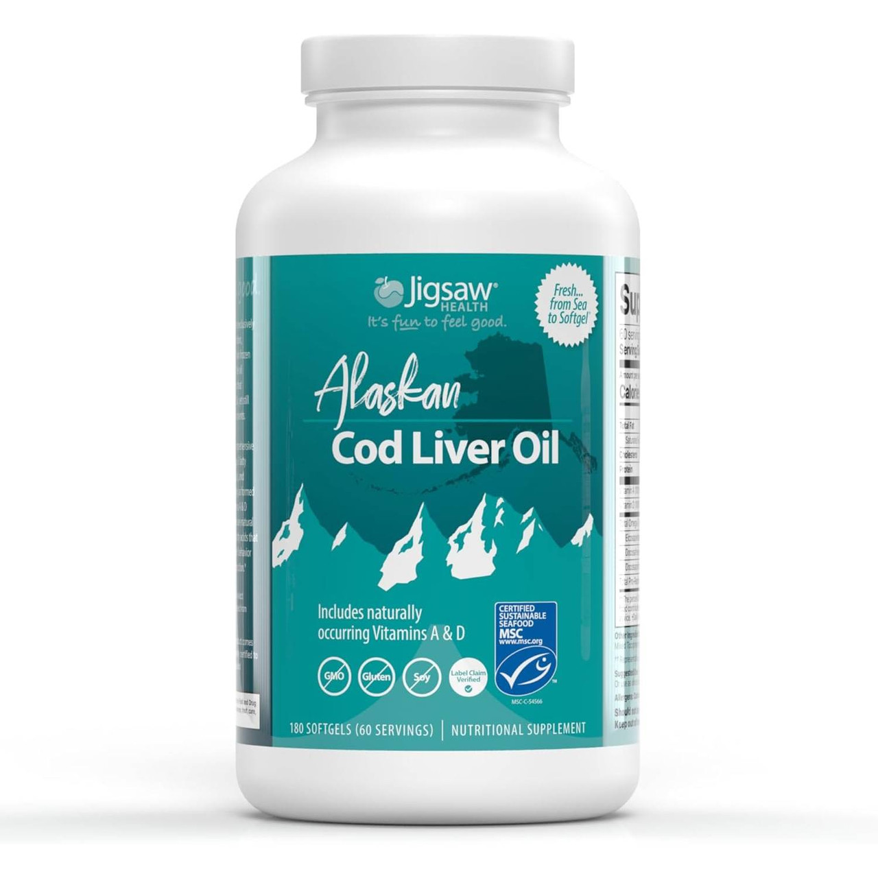 Jigsaw Health Alaskan Cod Liver Oil - 180 Softgels