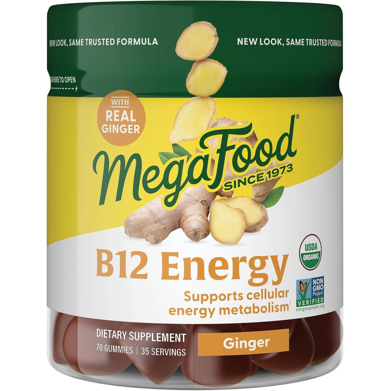 MegaFood B12 Energy Gummies Ginger - 70 Gummies 22$