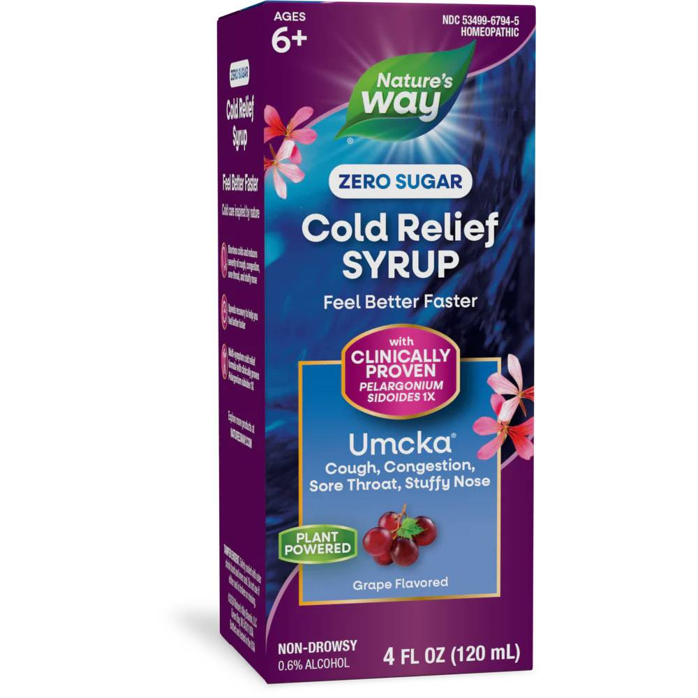 Natures Way Umcka ColdCare Sugar-Free Syrup Grape - 120 Milliliters 18$