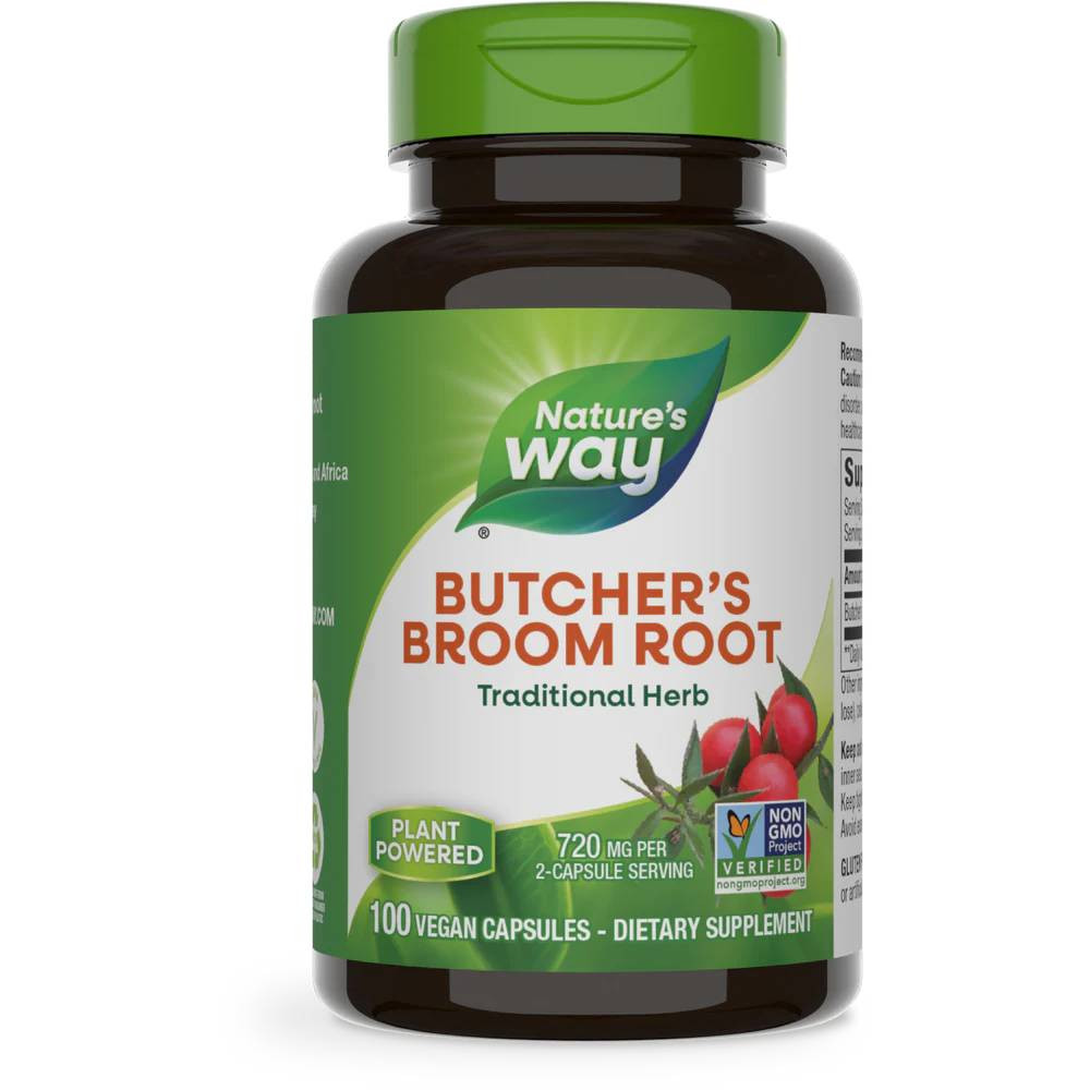 Natures Way Butchers Broom Root - 100 Capsules 12$