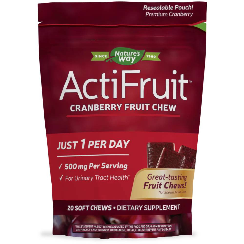 Natures Way ActiFruit Cranberry Fruit Chew - 20 Chewables 14$