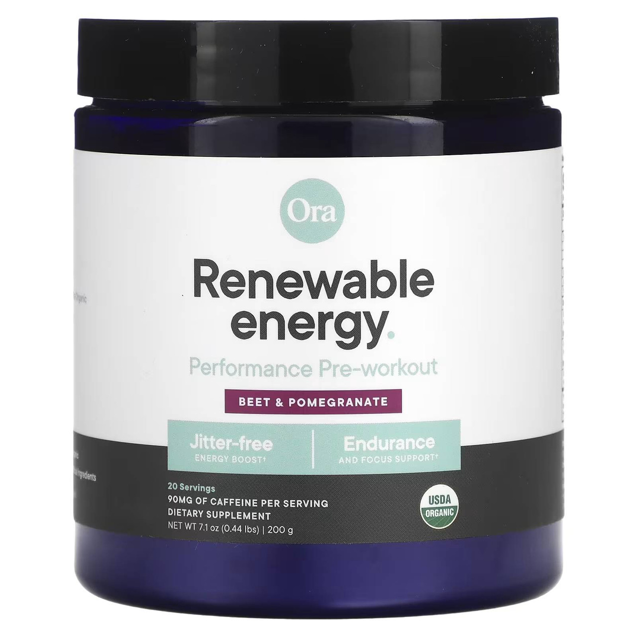 Ora Organic Renewable Energy Pre-Workout Powder - Beet Pomegranate - 200 Grams 43$