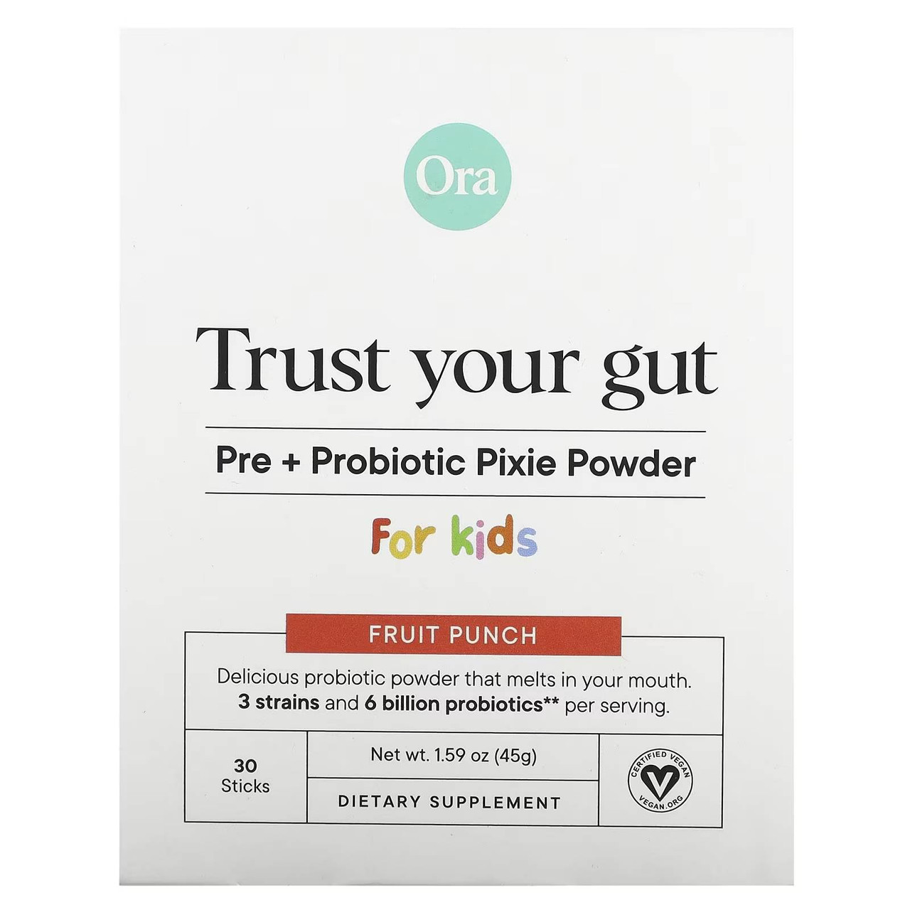 Ora Organic Trust Your Gut: Kids Probiotic Stick - Fruit Punch - 30 Stick Packs