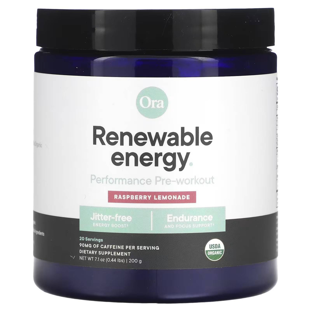 Ora Organic Renewable Energy Pre-Workout Powder - Raspberry Lemonade - 200 Grams 43$