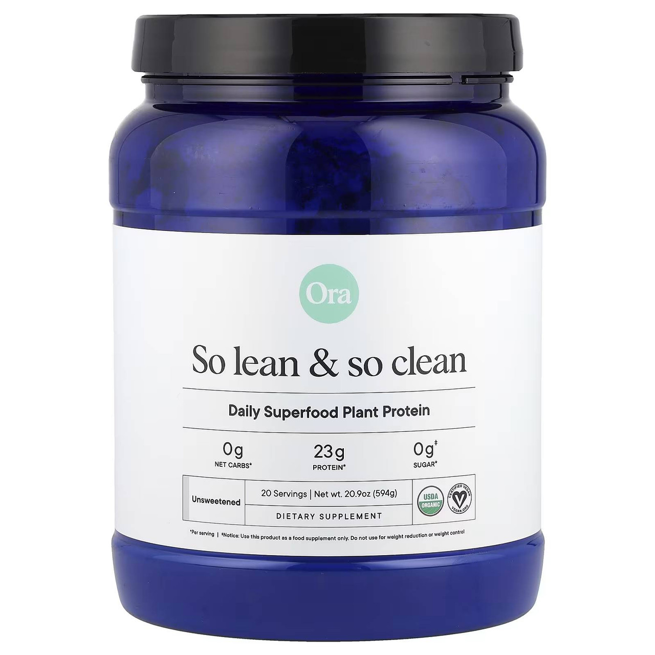Ora Organic So Lean So Clean Plant Protein Unsweetened - 594 Grams 50$