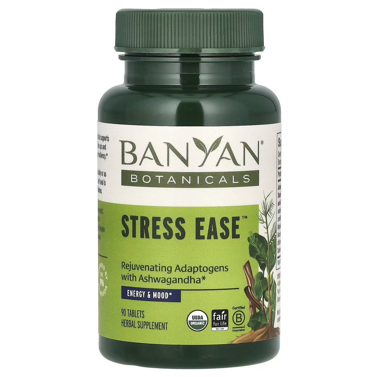 Banyan Botanicals Stress Ease Tablets - 90 Tablets 28$