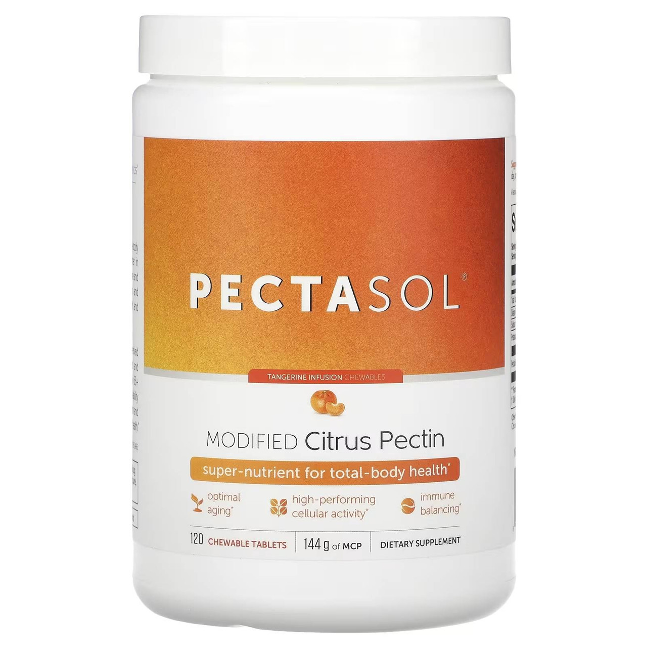 EcoNugenics PectaSol-C Modified Citrus Pectin Chewable Tablets - Tangerine Flavor - 120 Tablets 71$