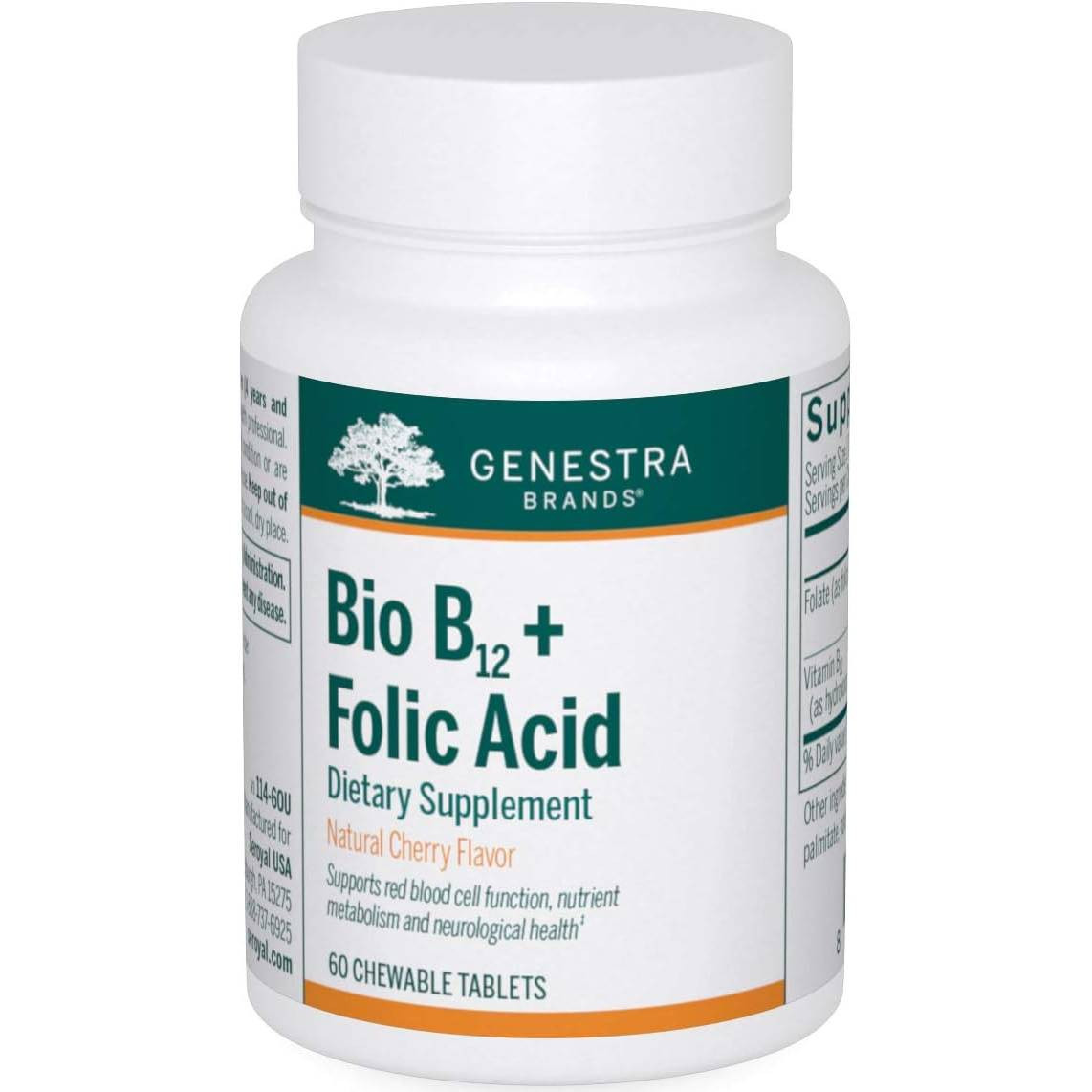 Genestra Brands Bio B12 Folic Acid Chewable - 60 Tablets 23$