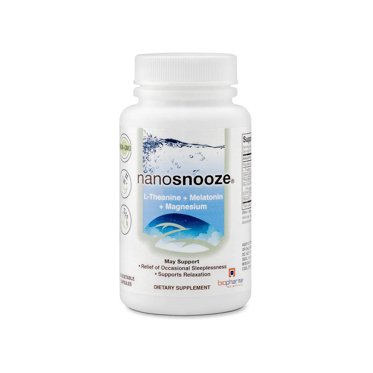 BioPharma Scientific Nanosnooze - Melatonin Magnesium L-Theanine - 60 Capsules 45$