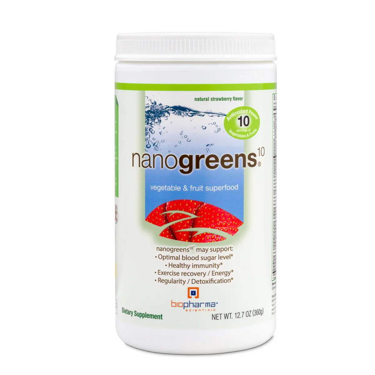 BioPharma Scientific NanoGreens10 Strawberry - 360 Grams 70$