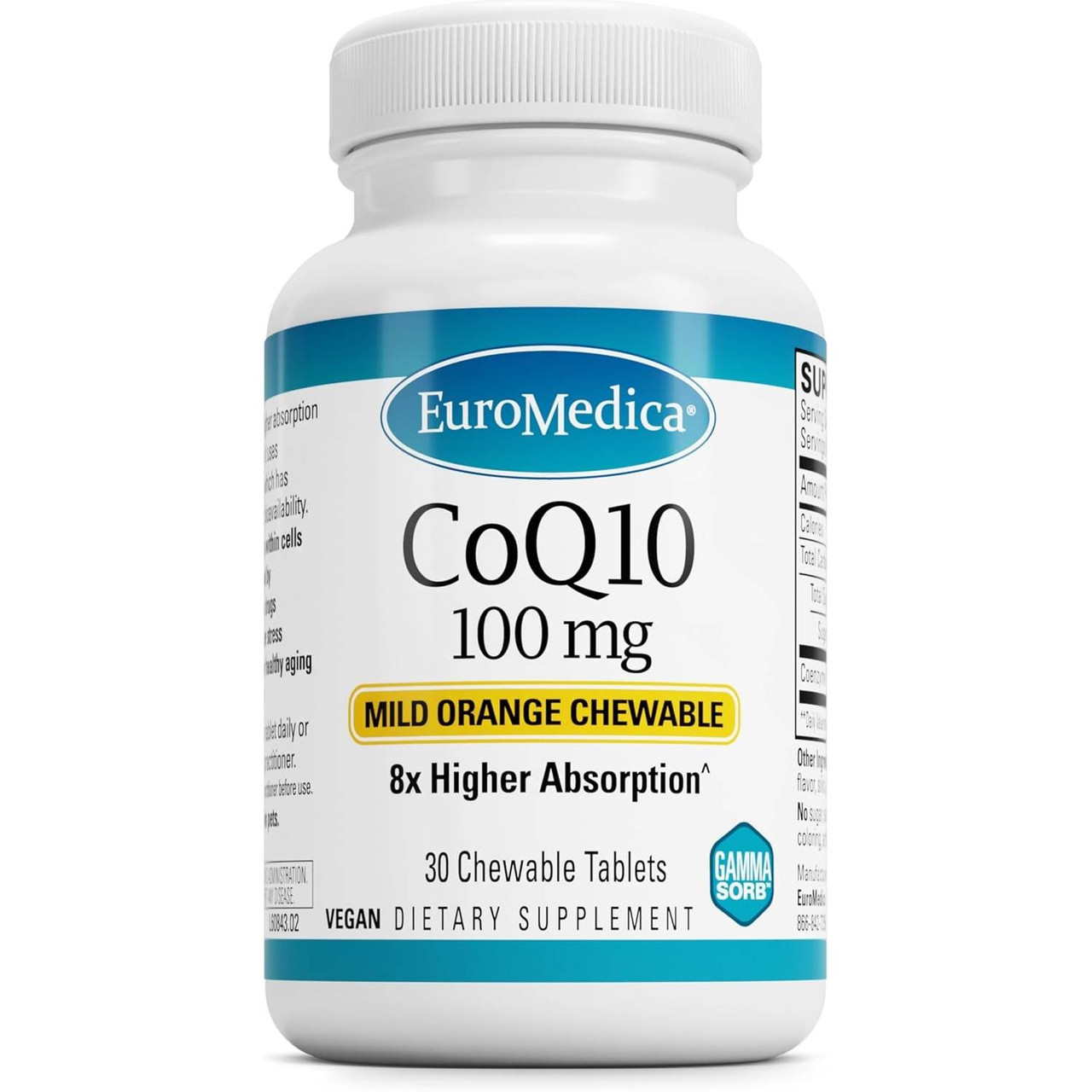 EuroMedica CoQ10 100mg Chewable Tablet - 30 Tablets 34$