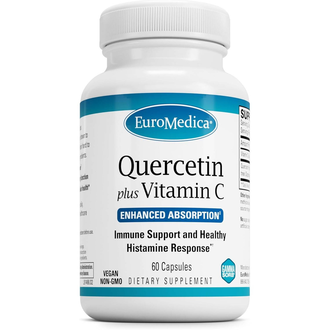 EuroMedica Quercetin Plus Vitamin C - 60 Capsules 29$