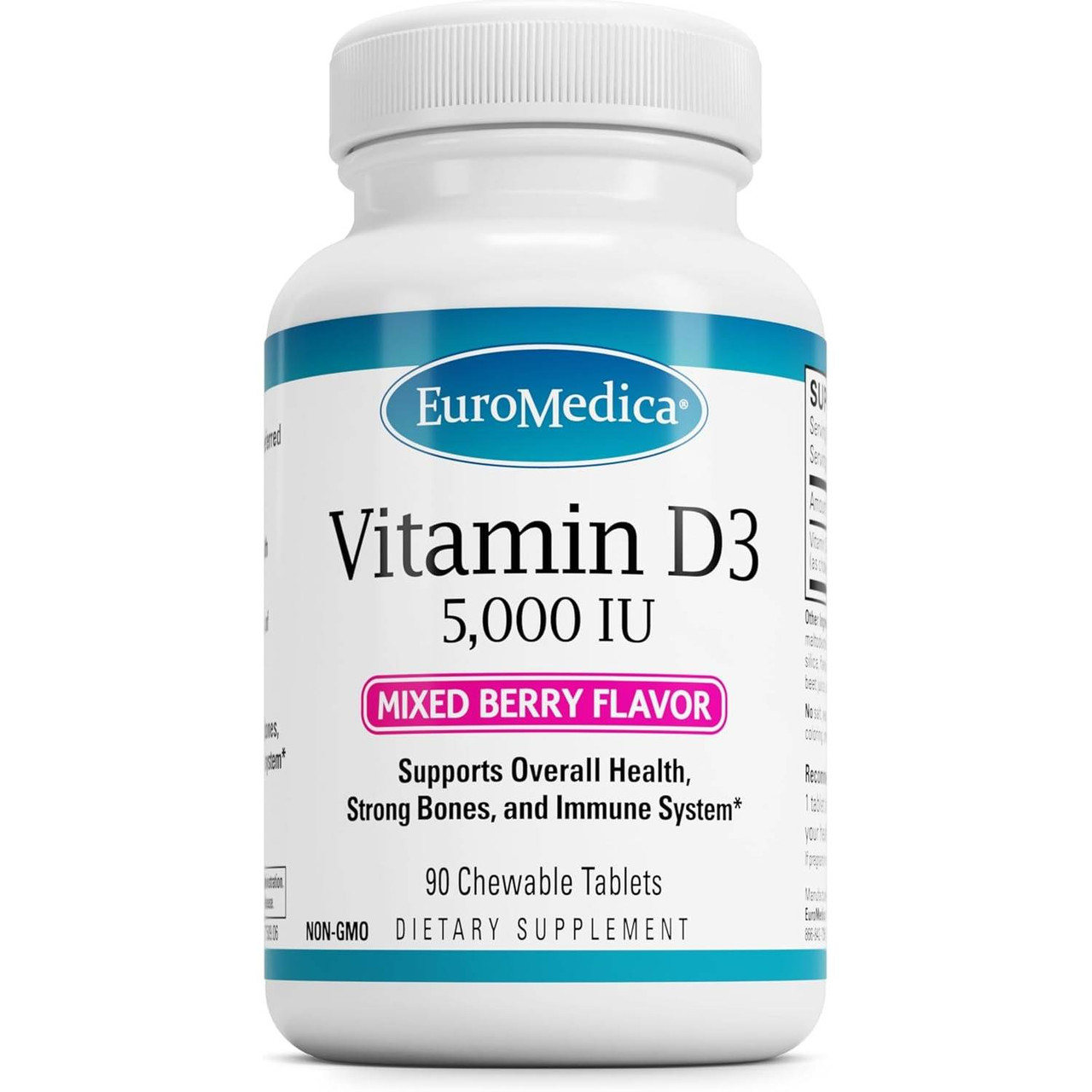 EuroMedica Vitamin D3 - 5000 IU - Chewable Mixed Berry - 90 Chewable Tablets 14$