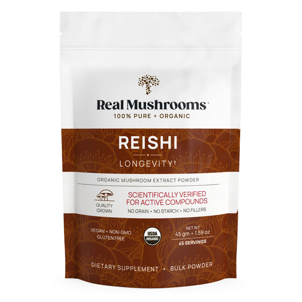 Real Mushrooms Reishi Mushroom Extract Powder - 45 Grams 40$