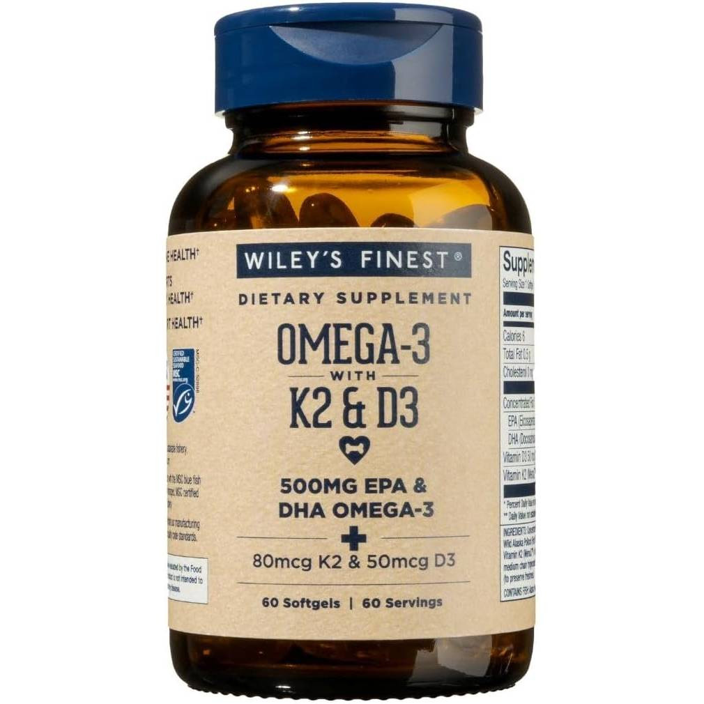 Wileys Finest Fish Oils Omega-3 with K2 & D3 - 60 Softgels