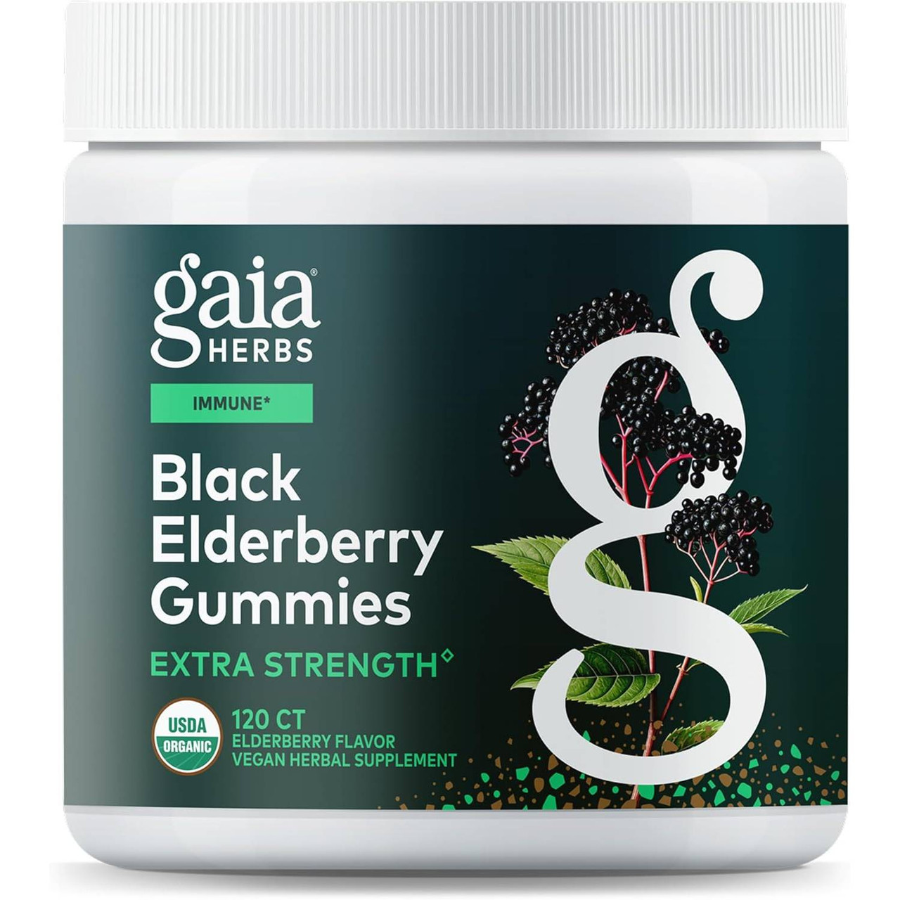 Gaia Herbs Black Elderberry Extra Strength - 120 Gummies 37$
