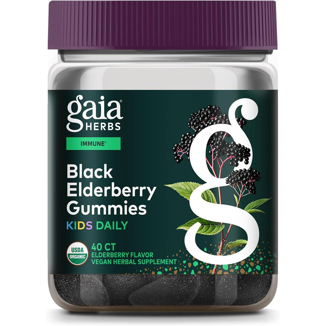 Gaia Herbs GaiaKids Everyday Elderberry Gummies - 40 Gummies 17$