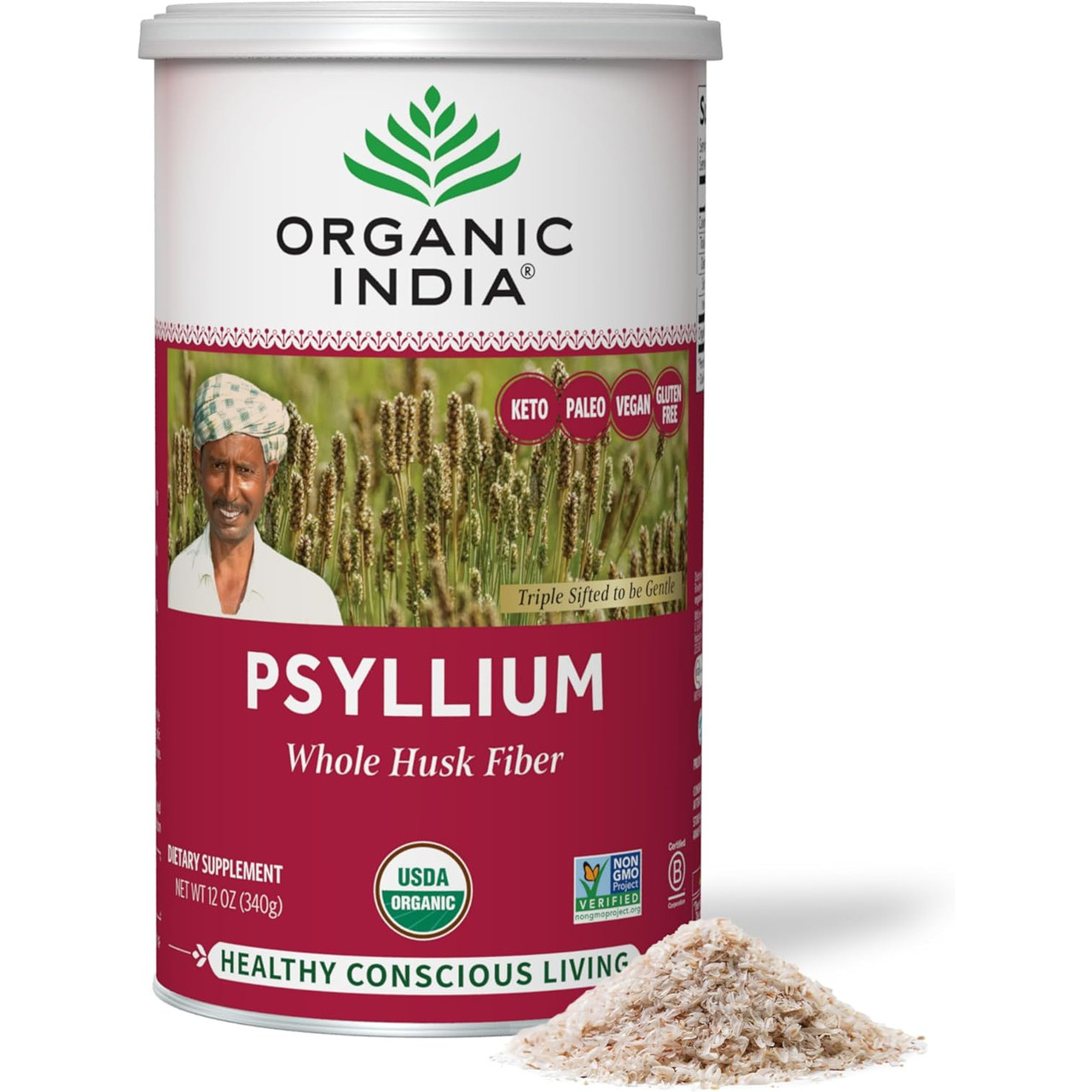 Organic India Organic Whole Husk Psyllium - 340 Grams 20$