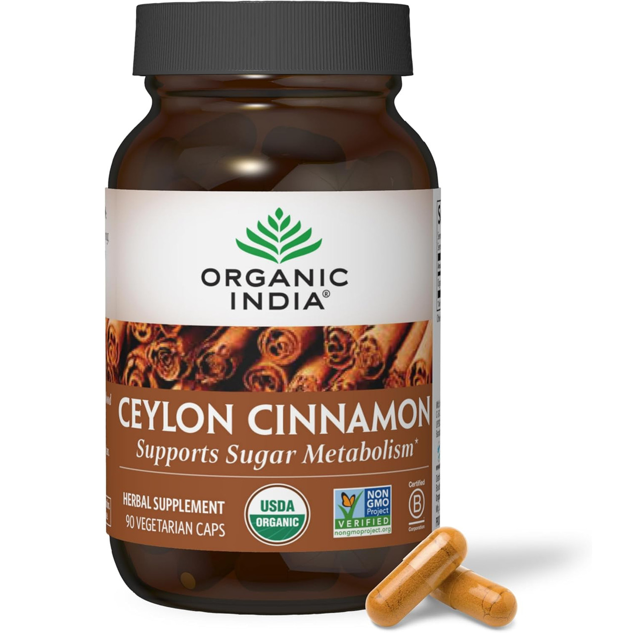 Organic India Ceylon Cinnamon - 90 Capsules 27$