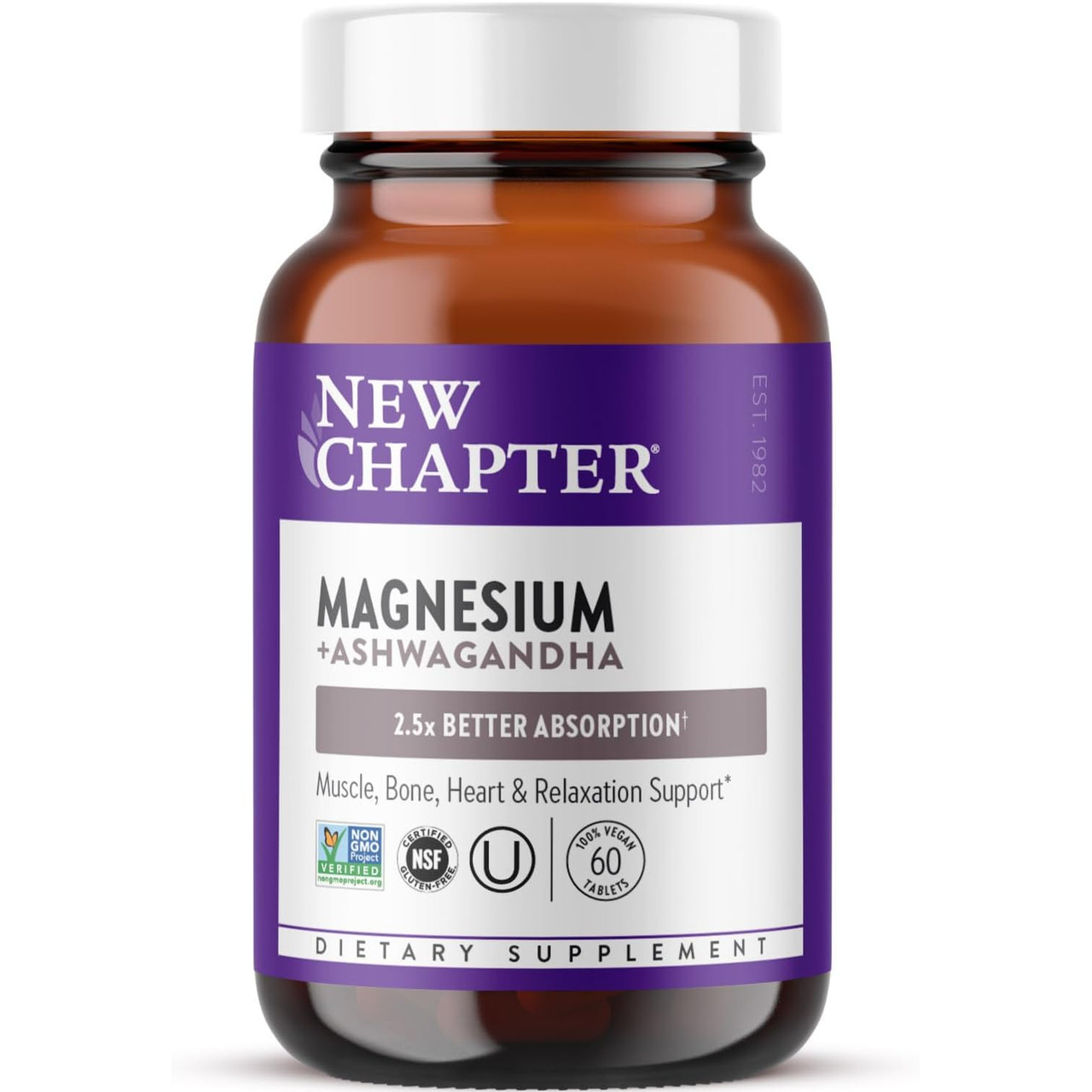 New Chapter Magnesium + Ashwagandha Tablets - 60 Tablets