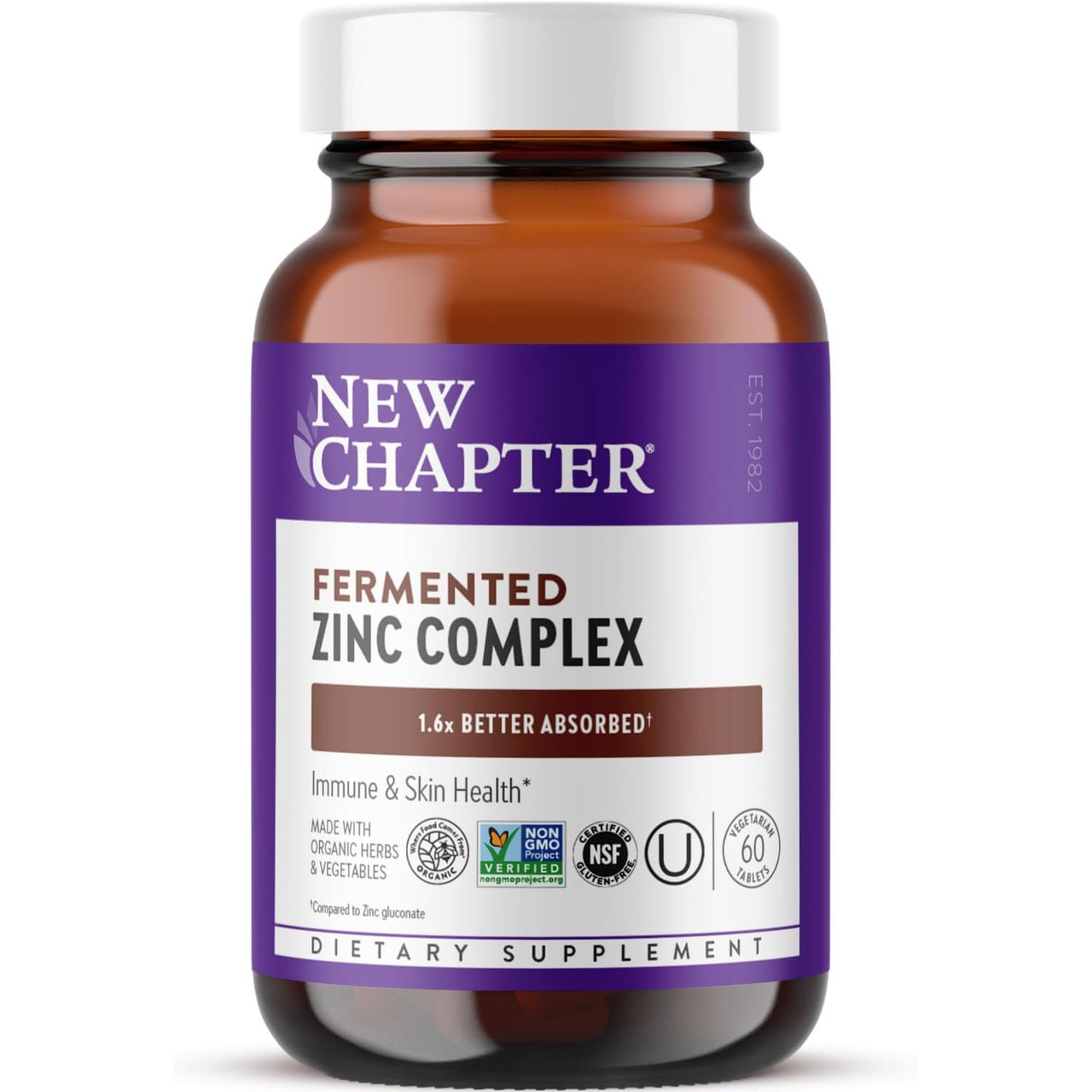 New Chapter Fermented Zinc Complex - 60 Tablets 34$