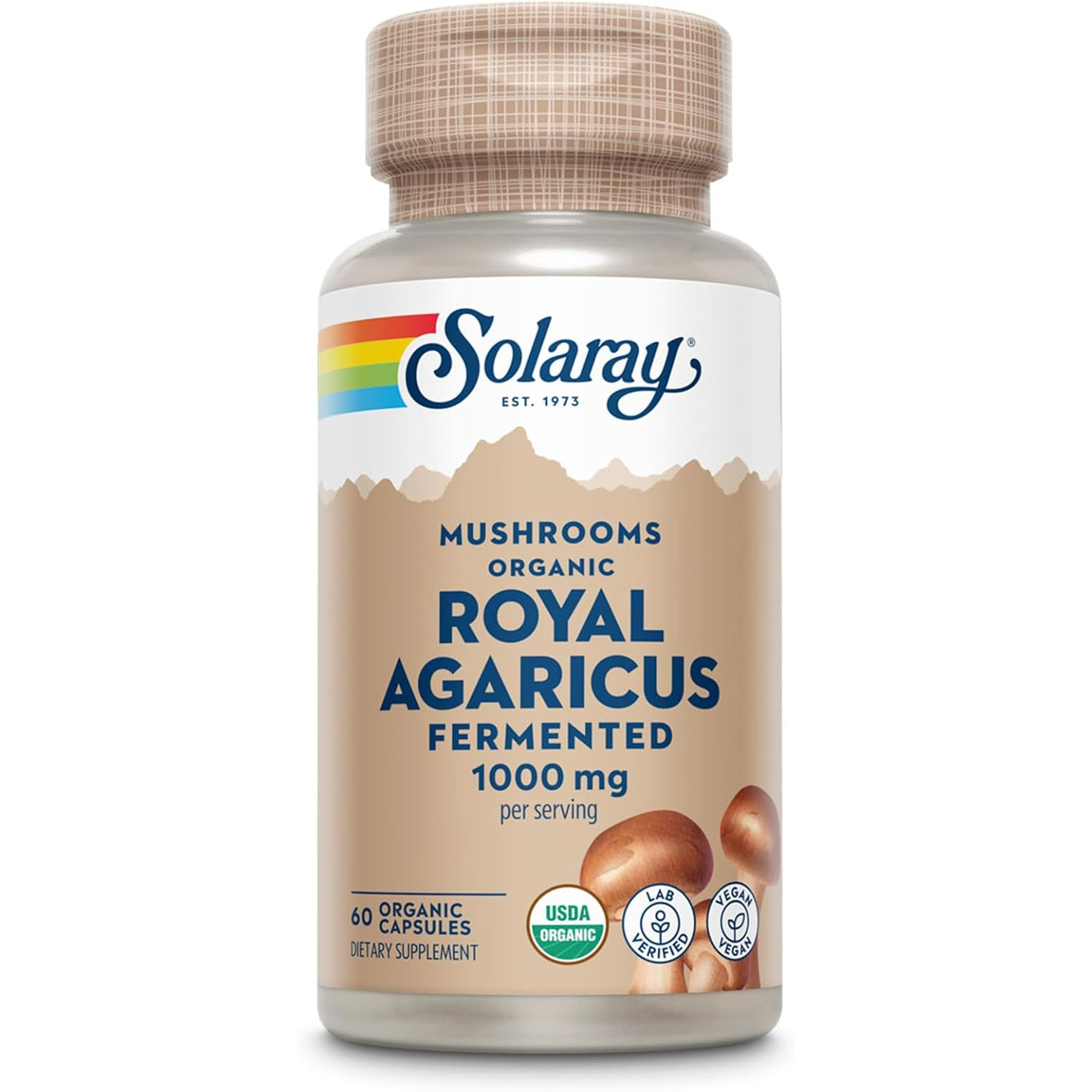 Solaray Organically Grown Fermented Royal Agaricus Mushroom - 60 Capsules 38$