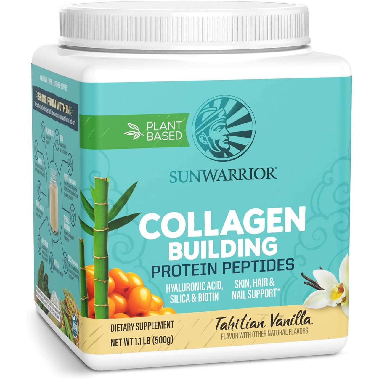 Sunwarrior Collagen Building Protein Peptides Tahitian Vanilla - 500 Grams 44$