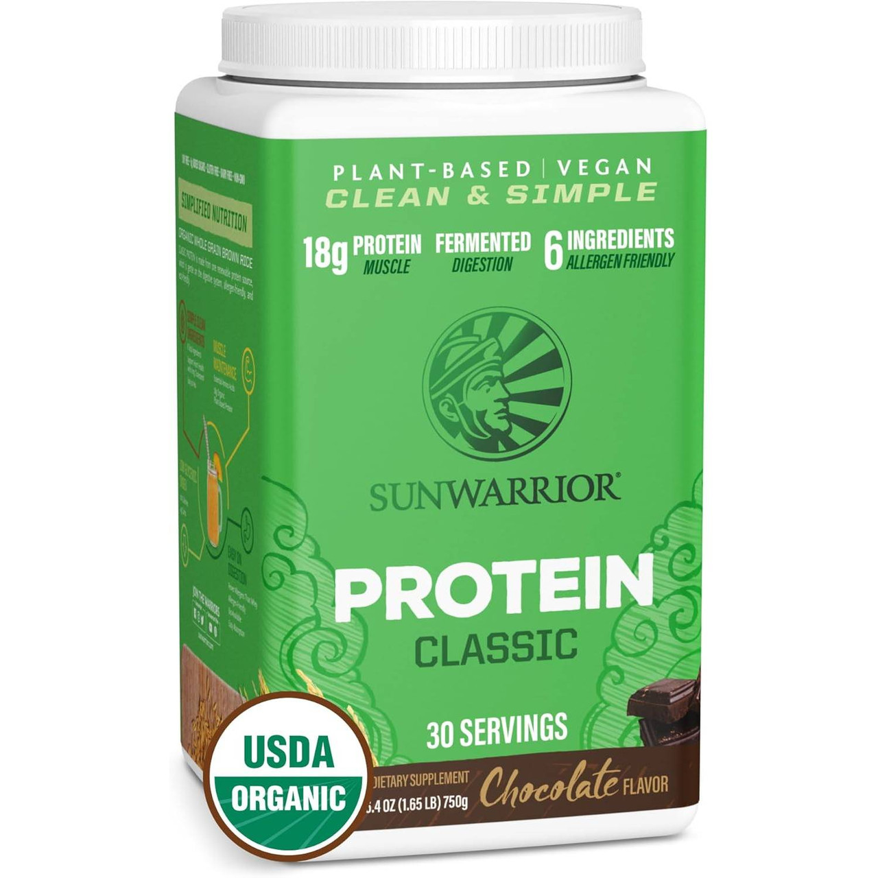 Sunwarrior Classic Protein Chocolate - 750 Grams 50$