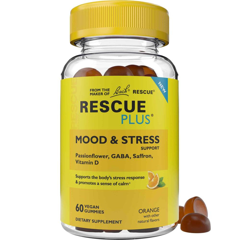 Bach Rescue Plus Mood Stress Support Gummy Orange - 60 Gummies 21$