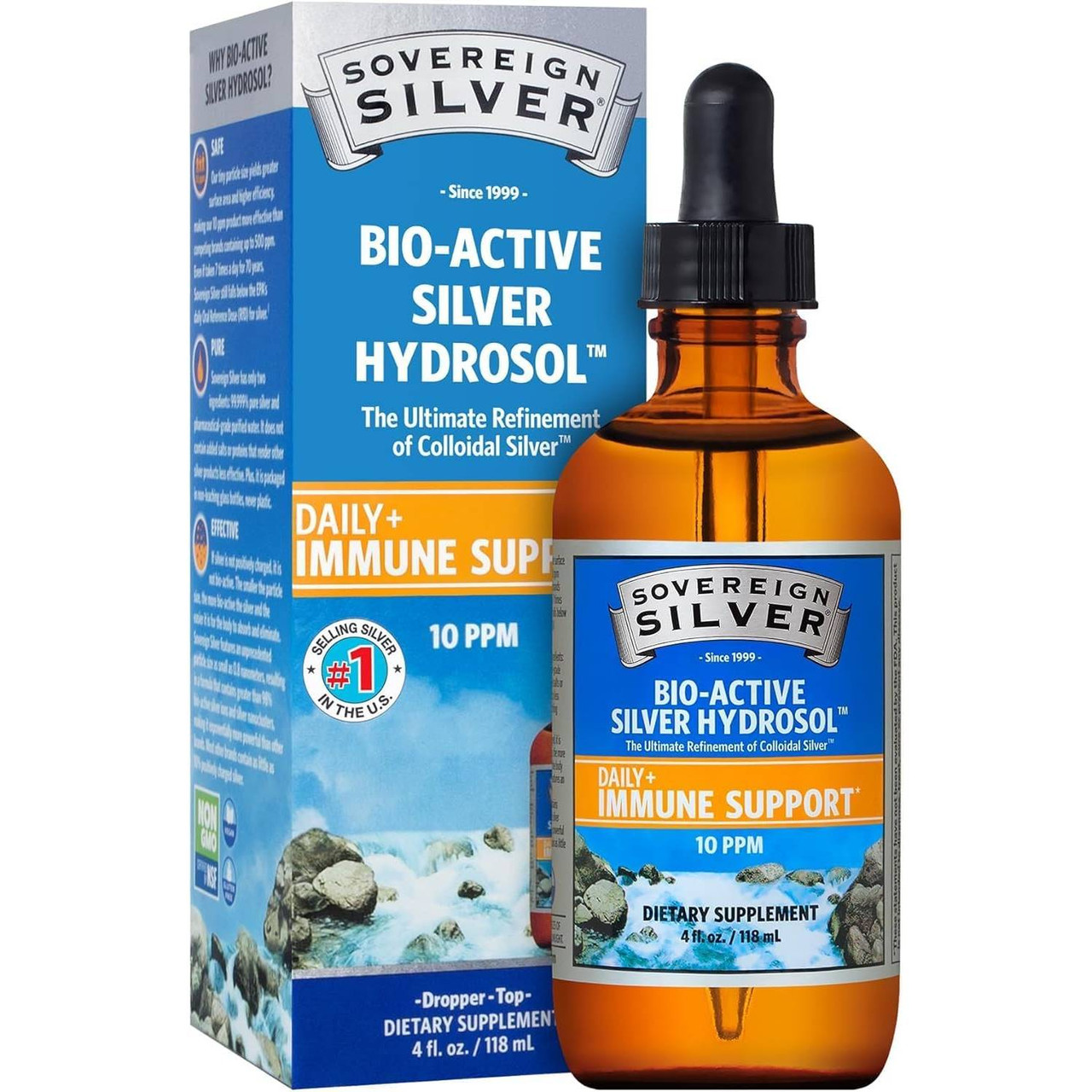 Sovereign Silver Bio-Active Silver Hydrosol Immune Dropper - 118 Milliliters 25$