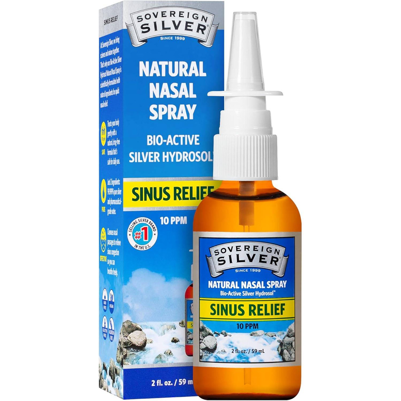 Sovereign Silver Bio-Active Silver Hydrosol Sinus Relief - 59 Milliliters 16$
