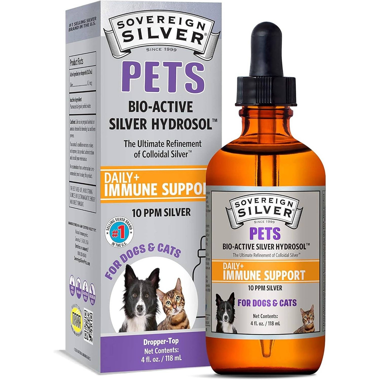 Sovereign Silver Bio-Active Silver Hydrosol Immune Pets Dropper - 4 Ounces 24$
