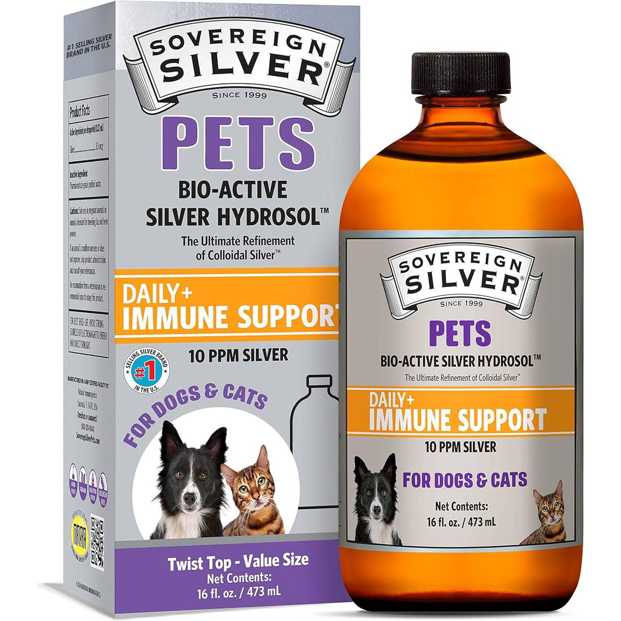 Sovereign Silver Bio-Active Silver Hydrosol Immune Pets Flat Cap - 16 Ounces 55$