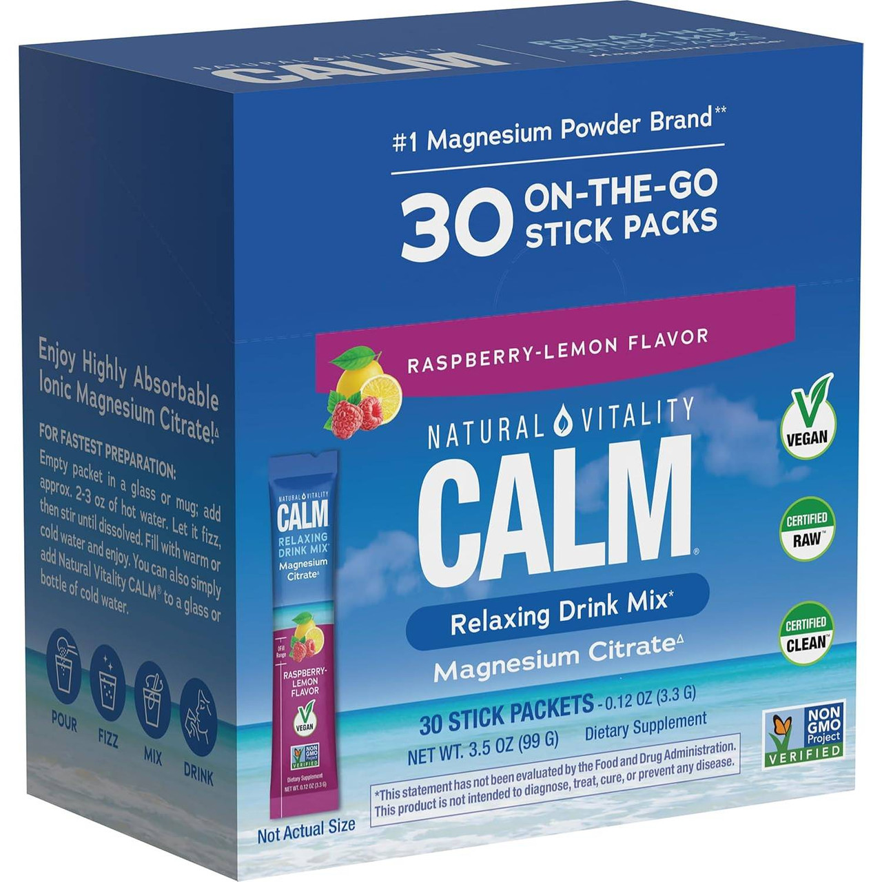 Natural Vitality CALM Raspberry Lemon Stick Packs - 30 Stick Packs