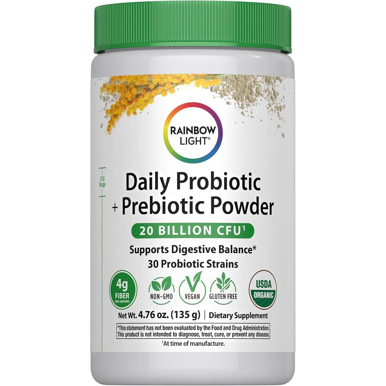 Rainbow Light Organic Daily Probiotic 20 Billion Prebiotic Powder - 476Oz Powder 50$
