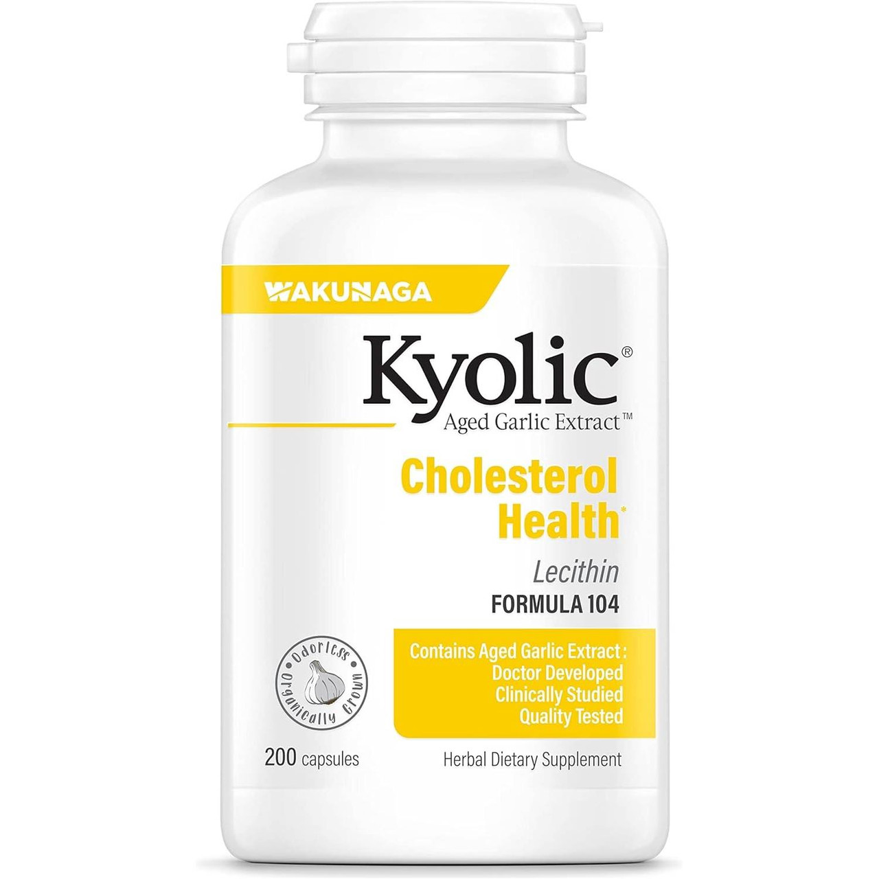 Wakunaga Kyolic Aged Garlic Extract Formula 104 - Cholesterol - 200 Capsules 31$