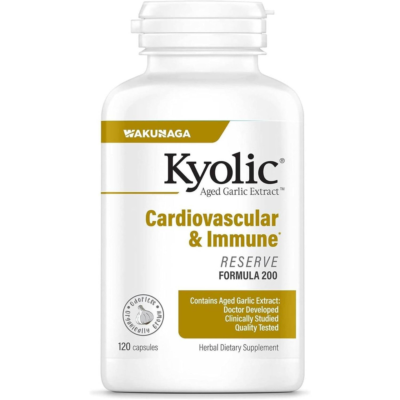 Wakunaga Kyolic Aged Garlic Extract Formula 200 - Cardiovascular Immune Reserve - 120 Capsules 35$