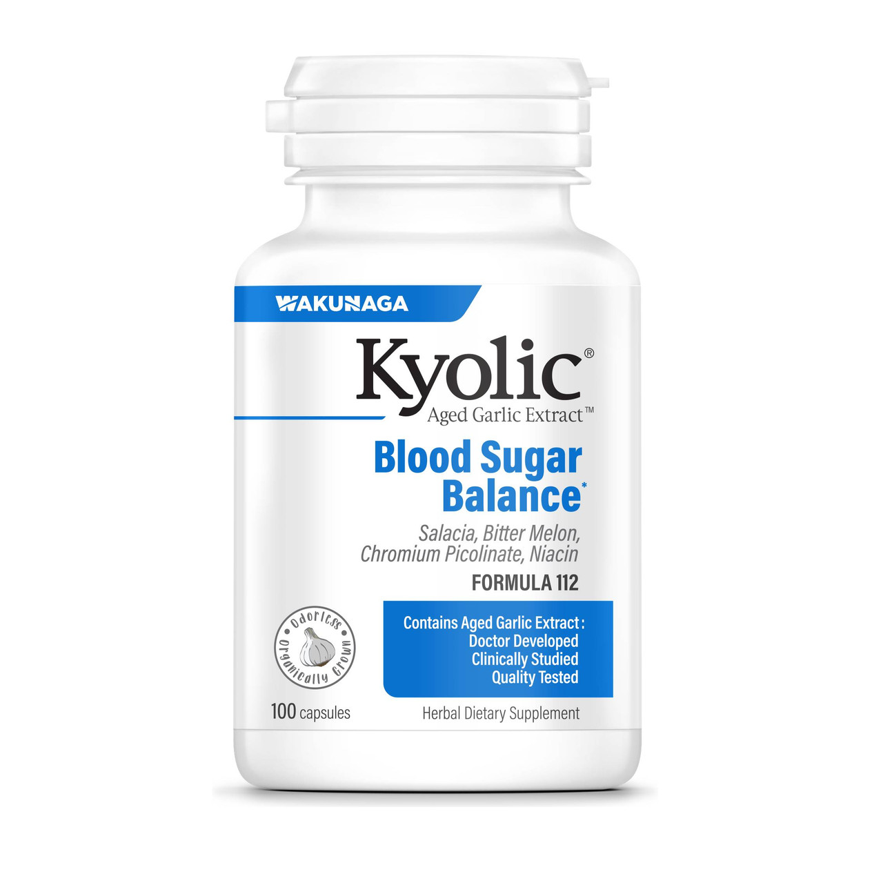Wakunaga Kyolic Blood Sugar Balance Form 112  100 Capsules