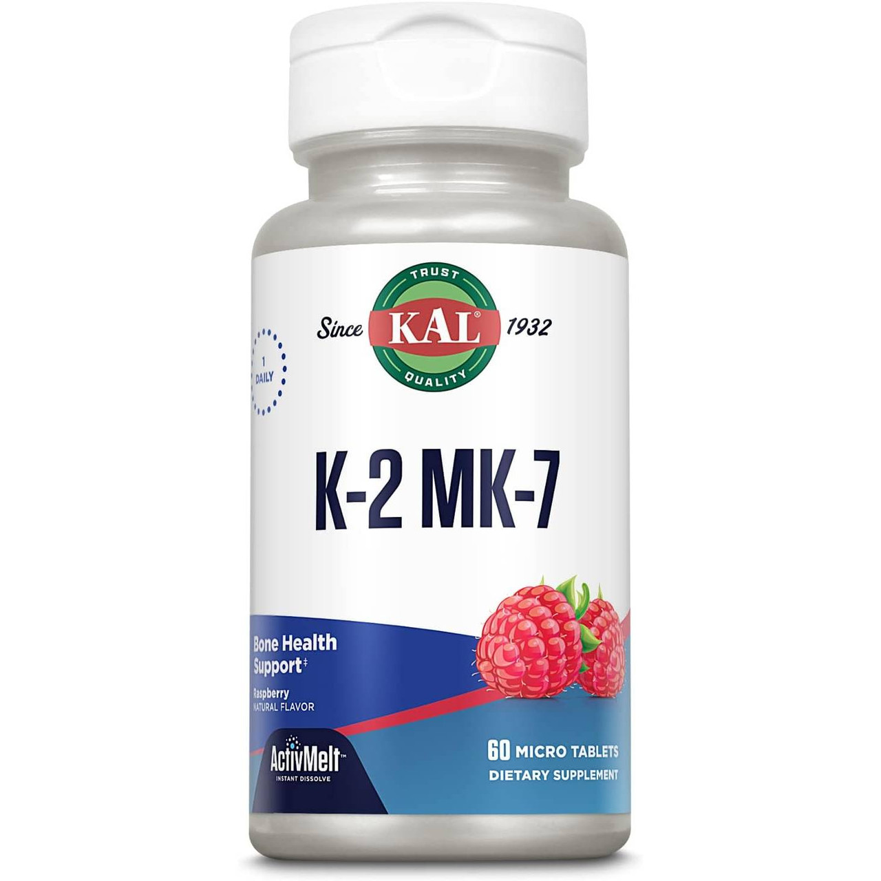KAL Supplements K-2 MK-7 ActivMelt GF Raspberry - 60 Tablets