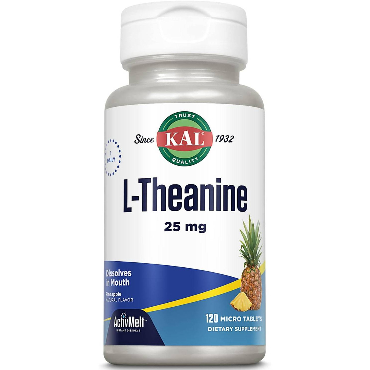 KAL Supplements L-Theanine 25 mg Pineapple - 120 Tablets