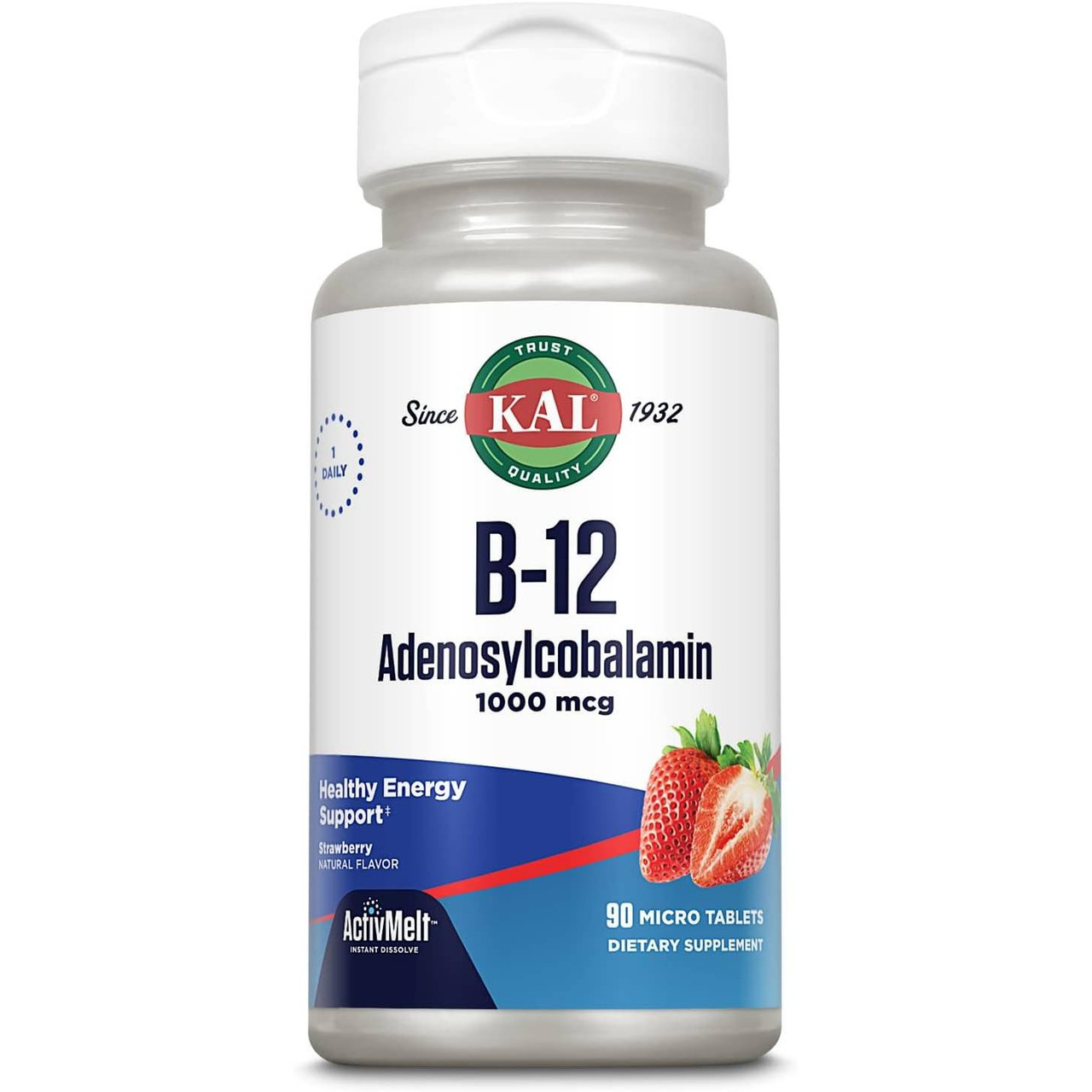 KAL Supplements B12 Adenosylcobalamin 1000 mcg Strawberry - 90 Tablets