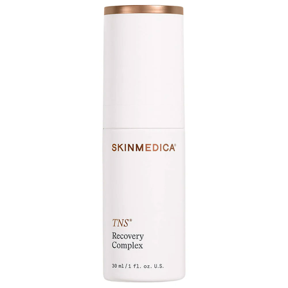 SkinMedica TNS Recovery Complex 1 oz growth factor serum bottle in white packaging