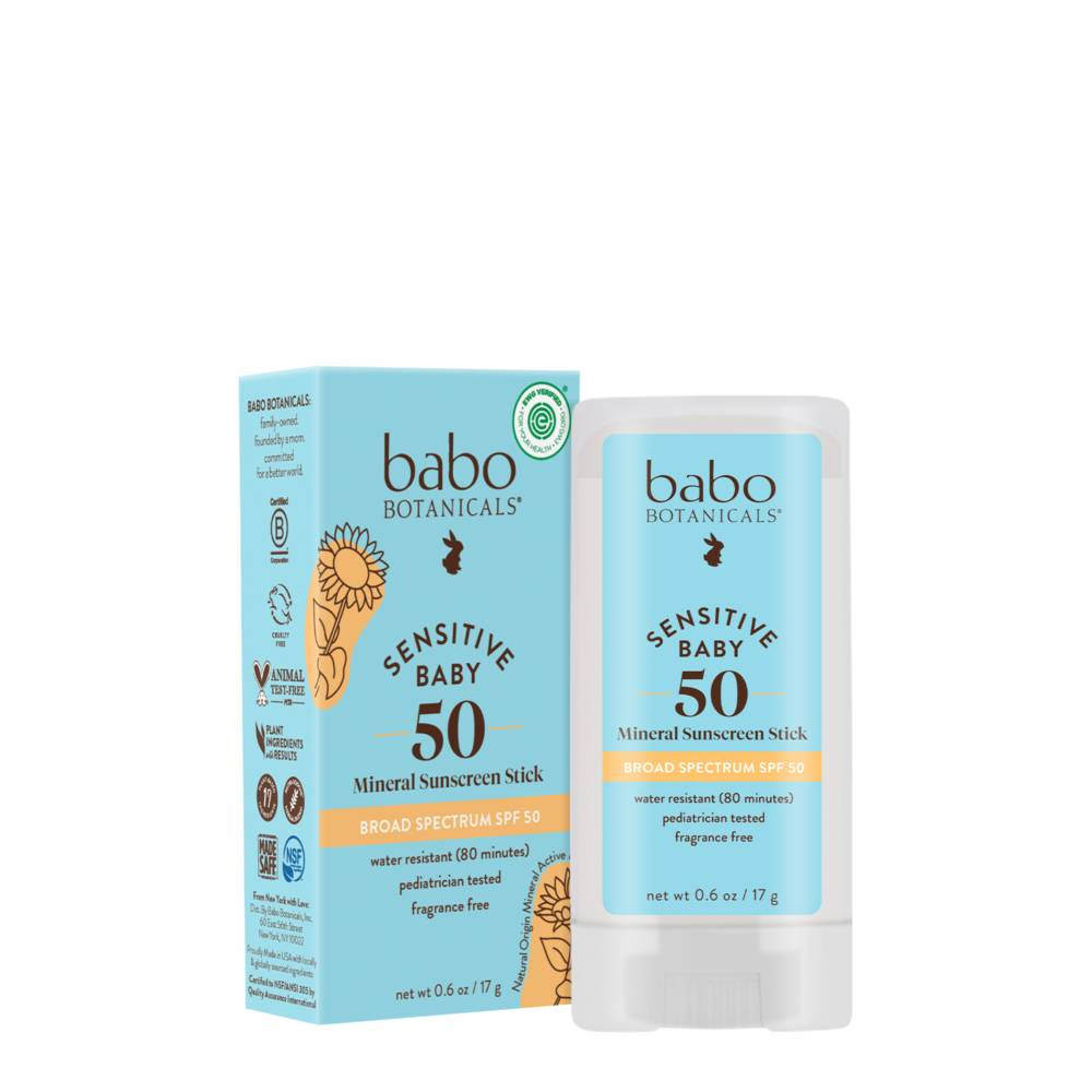 Babo Botanicals Baby Face Mineral Sunscreen Stick SPF 50 - Fragrance Free 15$