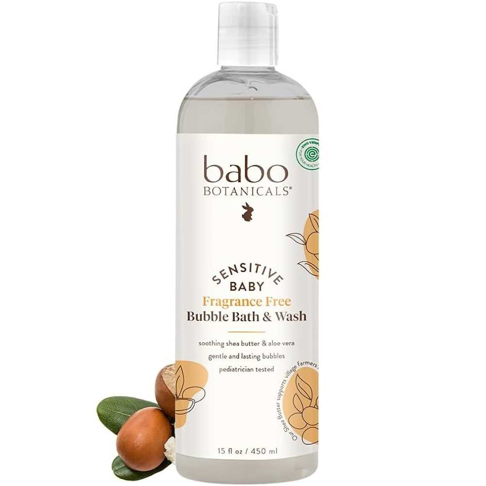 Babo Botanicals Sensitive Baby Fragrance Free Bubble Bath Wash & Shampoo